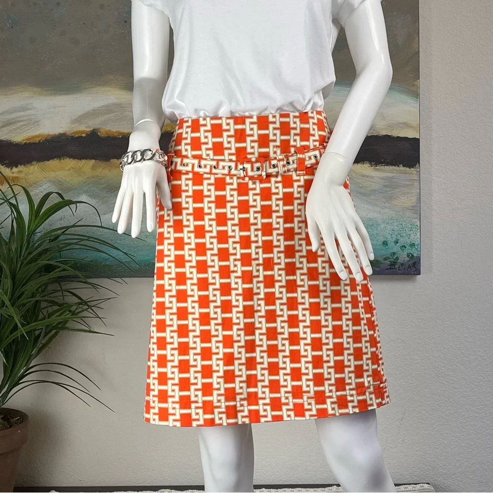VINTAGE 🔥Tommy Hilfiger🔥 Abstract Belted Skirt Size 6 - Picture 9 of 11
